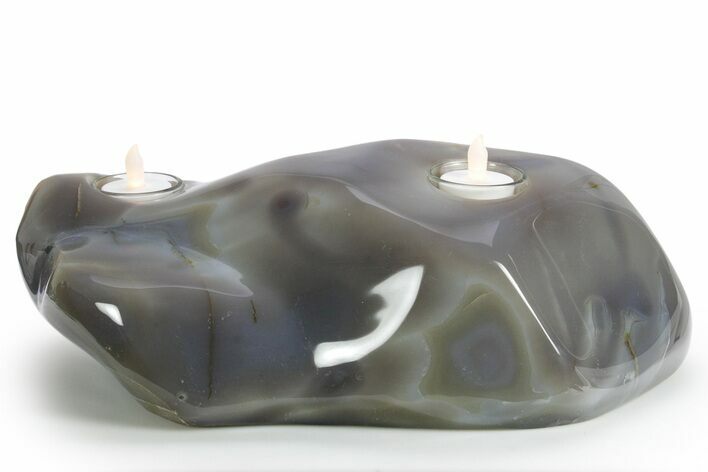 Polished Banded Agate Candle Holder - Madagascar #355281